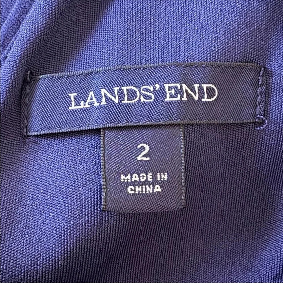 Lands' End Navy Blue Sleeveless Stretch Knit Dress Womens Size 2 (972) - Picture 3 of 4